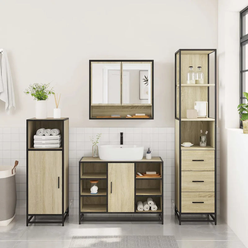 3�� Piece Bathroom Furniture Set�� Sonoma Oak Engineered Wood