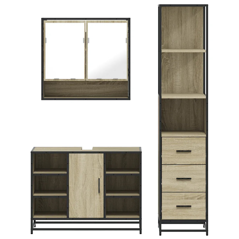3�� Piece Bathroom Furniture Set�� Sonoma Oak Engineered Wood