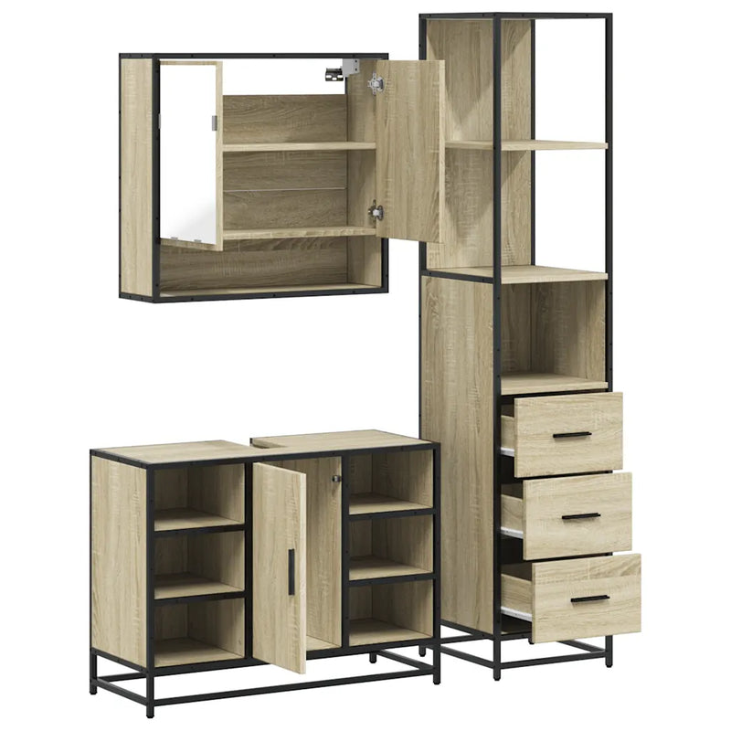 3�� Piece Bathroom Furniture Set�� Sonoma Oak Engineered Wood