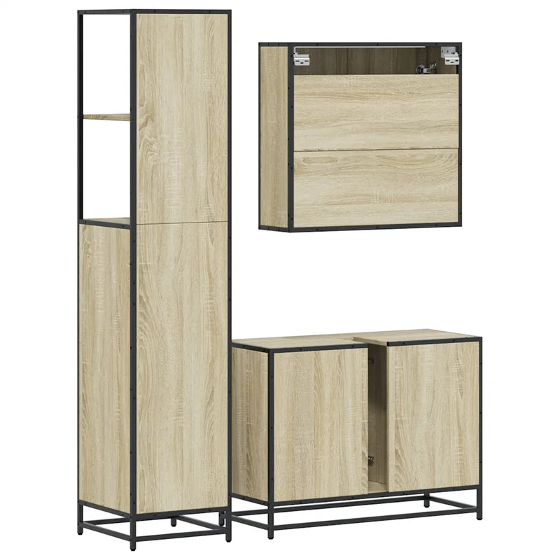 3�� Piece Bathroom Furniture Set�� Sonoma Oak Engineered Wood