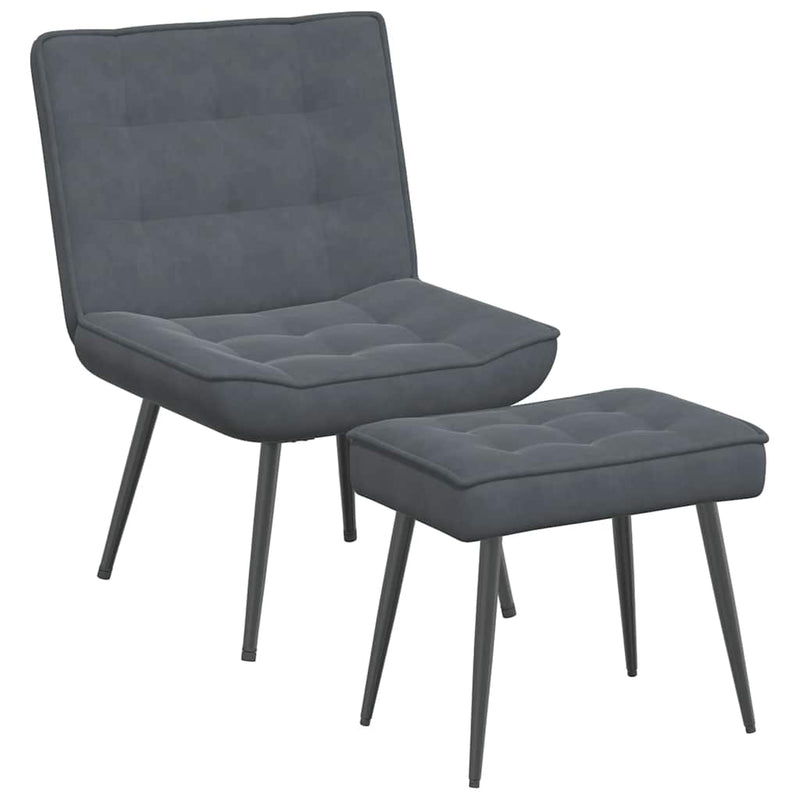 vidaXL Relaxing Chair with Stool Dark Grey Velvet