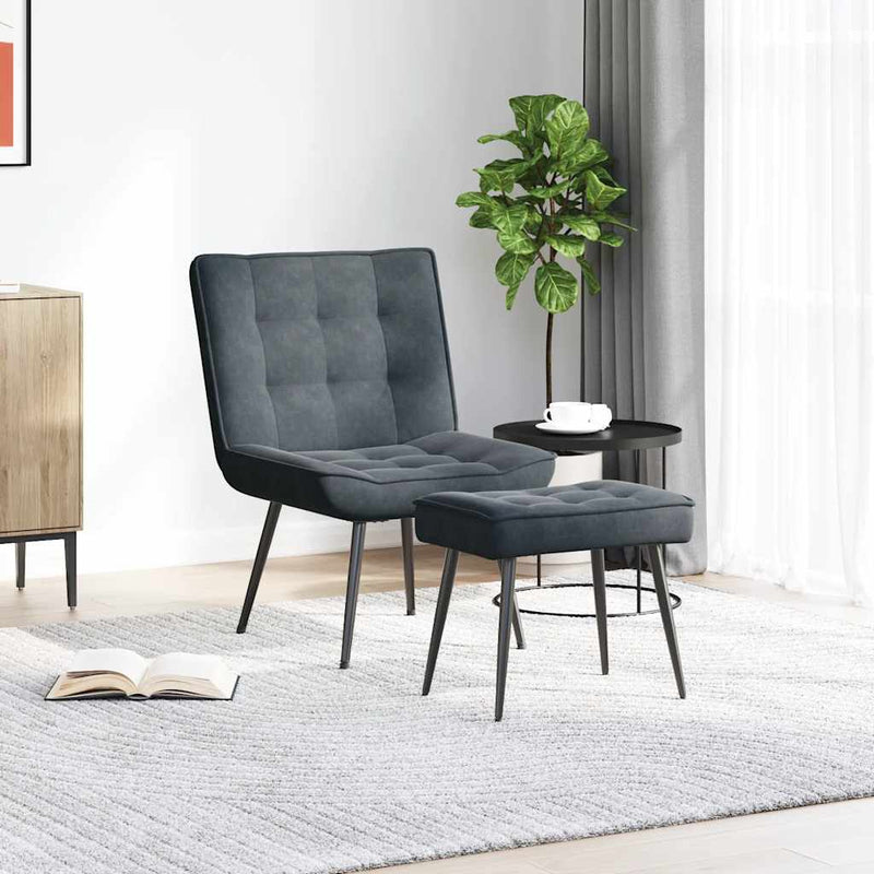 vidaXL Relaxing Chair with Stool Dark Grey Velvet