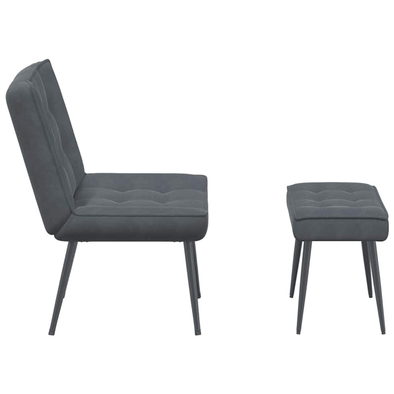vidaXL Relaxing Chair with Stool Dark Grey Velvet