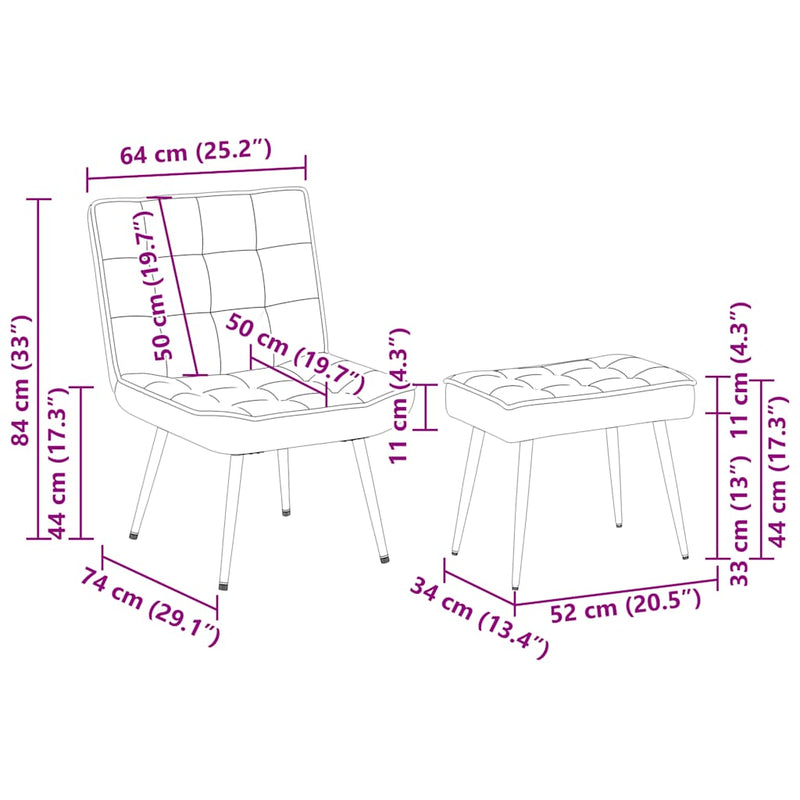 vidaXL Relaxing Chair with Stool Dark Grey Velvet