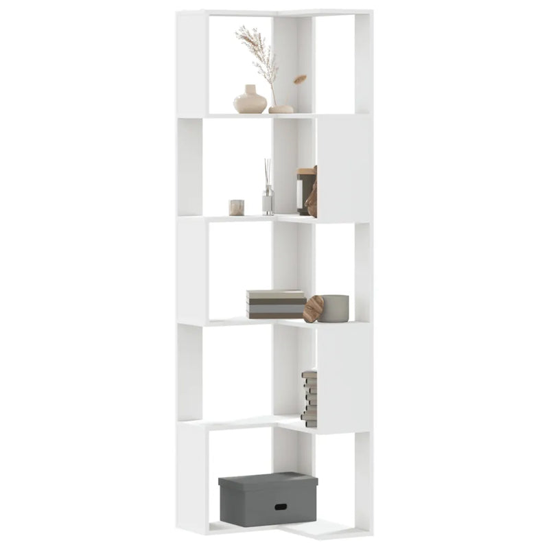 Corner Bookcase 5-Tier White 50x50x179 cm Engineered Wood