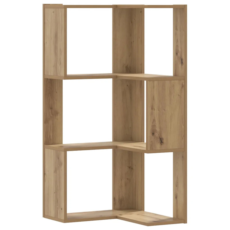 Corner Bookcase 3-Tier Artisian Oak 50x50x102 cm Engineered Wood