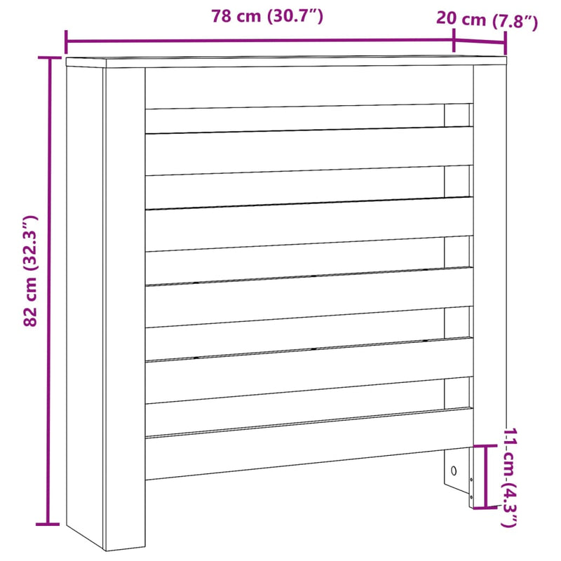 Radiator Cover White 78x20x82 cm Engineered Wood