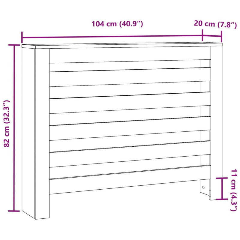 Radiator Cover White 104x20x82 cm Engineered Wood