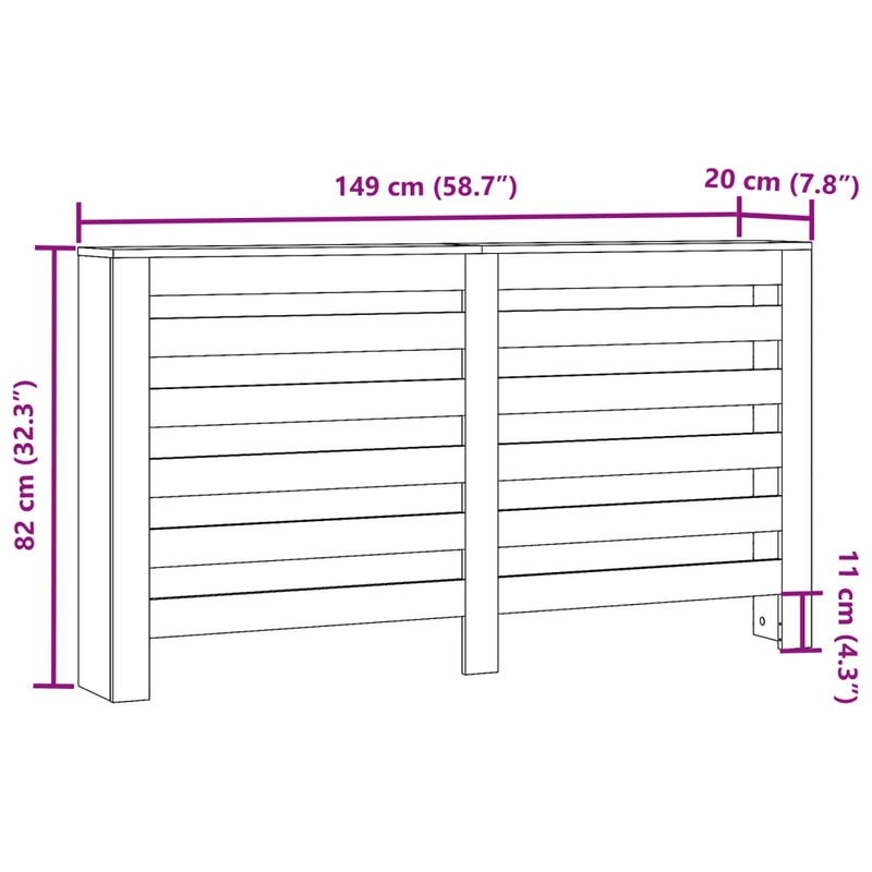 Radiator Cover White 149x20x82 cm Engineered Wood