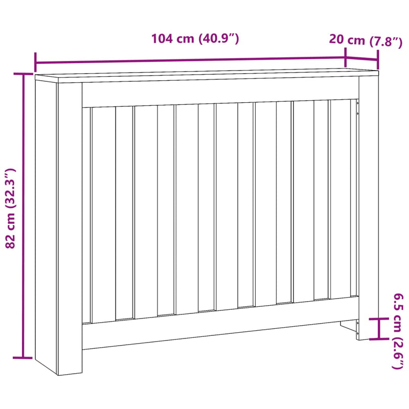 vidaXL Radiator Cover White 104x20x82 cm Engineered Wood