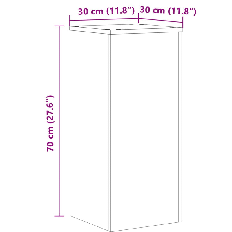 vidaXL Plant Stands 2 pcs White 30x30x70 cm Engineered Wood