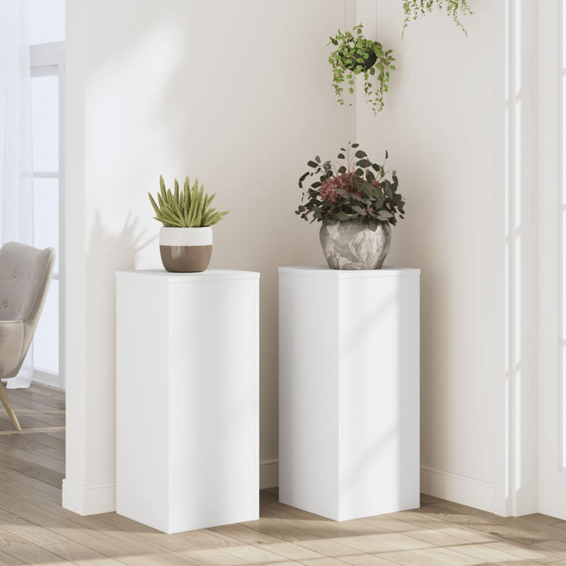 vidaXL Plant Stands 2 pcs White 30x30x70 cm Engineered Wood