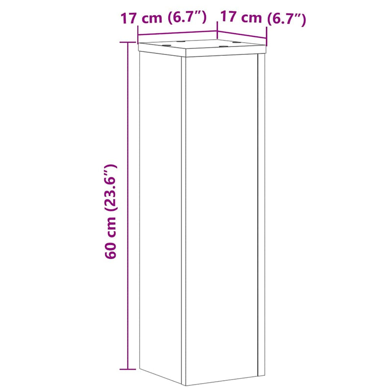 vidaXL Plant Stands 2 pcs White 17x17x60 cm Engineered Wood