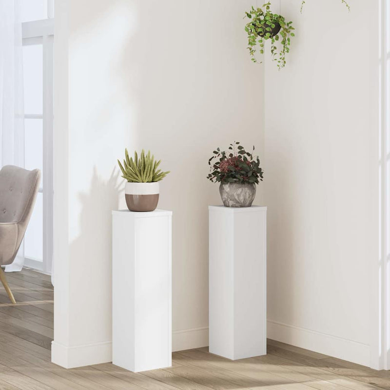 vidaXL Plant Stands 2 pcs White 17x17x60 cm Engineered Wood
