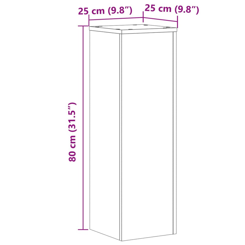vidaXL Plant Stands 2 pcs White 25x25x80 cm Engineered Wood
