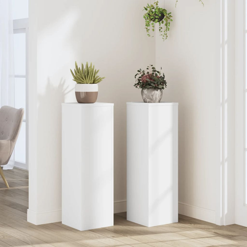 vidaXL Plant Stands 2 pcs White 25x25x80 cm Engineered Wood