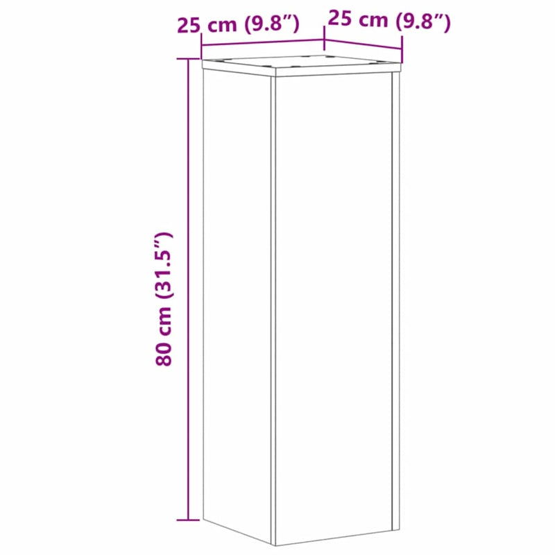 Plant Stands 2 pcs Artisan Oak 25x25x80 cm Engineered Wood