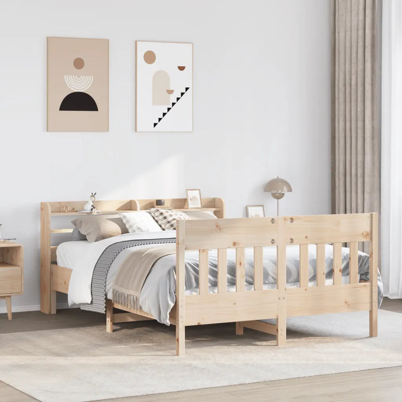 Bed Frame without Mattress 135x190 cm Solid Wood Pine
