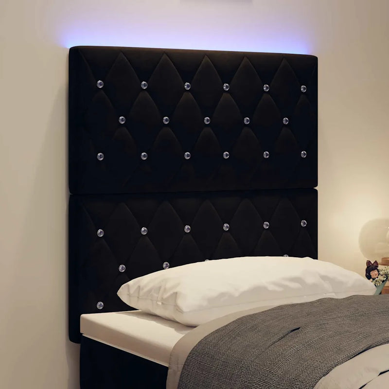 LED Headboard with LED Strip Lights Black 80 cm Polyester