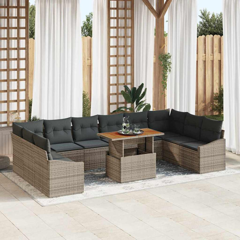 vidaXL Garden Dining Set Manual 11 pcs Grey and Brown 100 x 55 x 73 cm