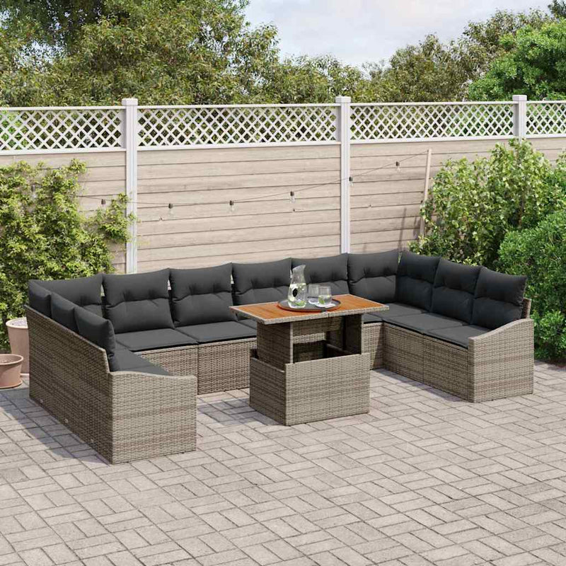 vidaXL Garden Dining Set Manual 11 pcs Grey and Brown 100 x 55 x 73 cm