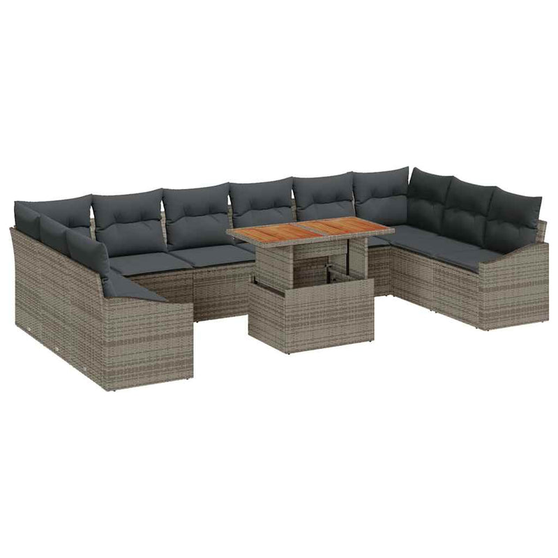 vidaXL Garden Dining Set Manual 11 pcs Grey and Brown 100 x 55 x 73 cm