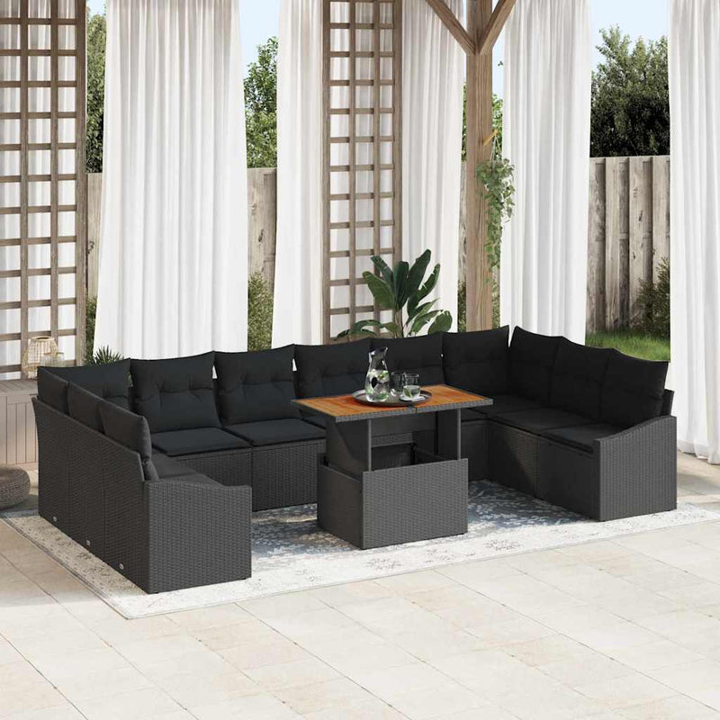 vidaXL Garden Dining Set 11 pcs Black and Brown 100 x 55 x 73 cm