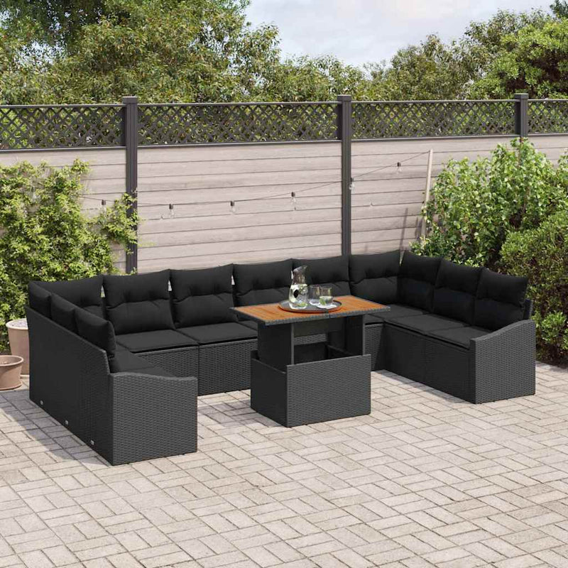 vidaXL Garden Dining Set 11 pcs Black and Brown 100 x 55 x 73 cm