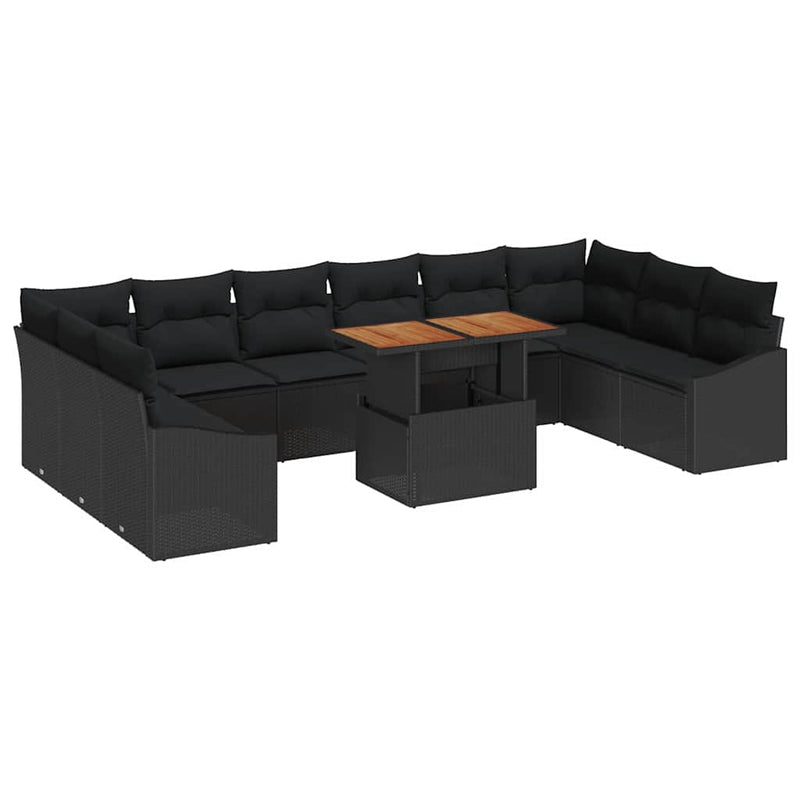 vidaXL Garden Dining Set 11 pcs Black and Brown 100 x 55 x 73 cm