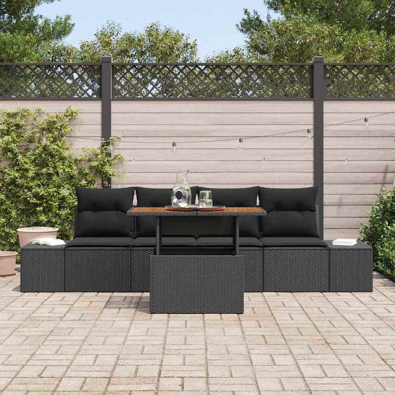 vidaXL Garden Dining Set with Cushion Manual 5 pcs Black and Brown