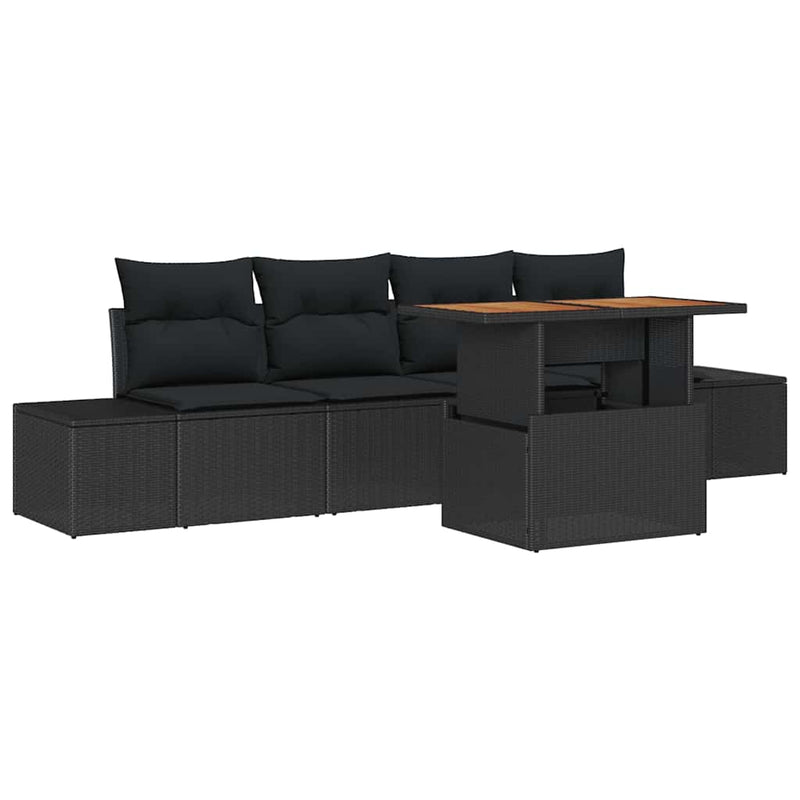 vidaXL Garden Dining Set with Cushion Manual 5 pcs Black and Brown