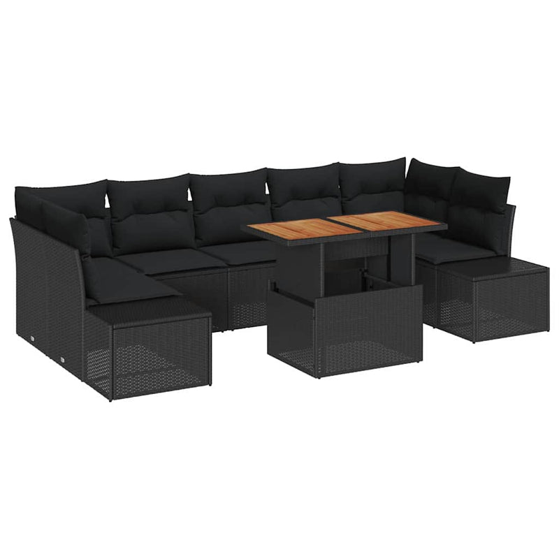 vidaXL Garden Dining Set Manual 8 pcs Black and Brown 100 x 55 x 73 cm