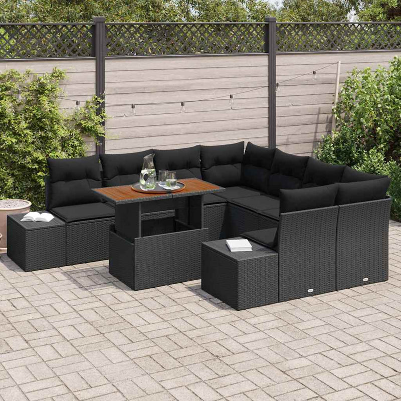 vidaXL Garden Dining Set Manual 9 pcs Black and Brown 100 x 55 x 73 cm