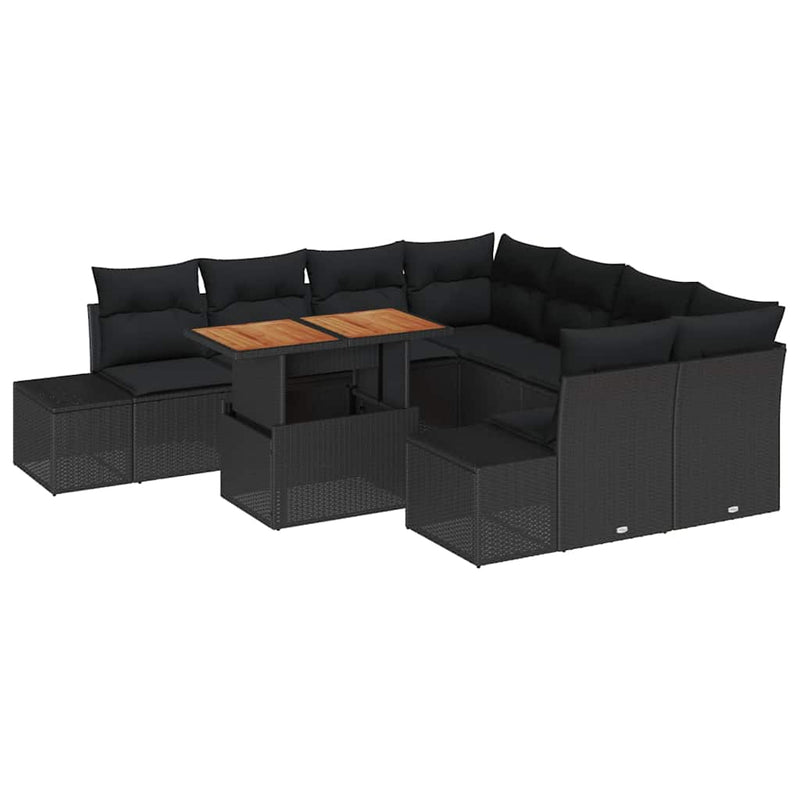 vidaXL Garden Dining Set Manual 9 pcs Black and Brown 100 x 55 x 73 cm
