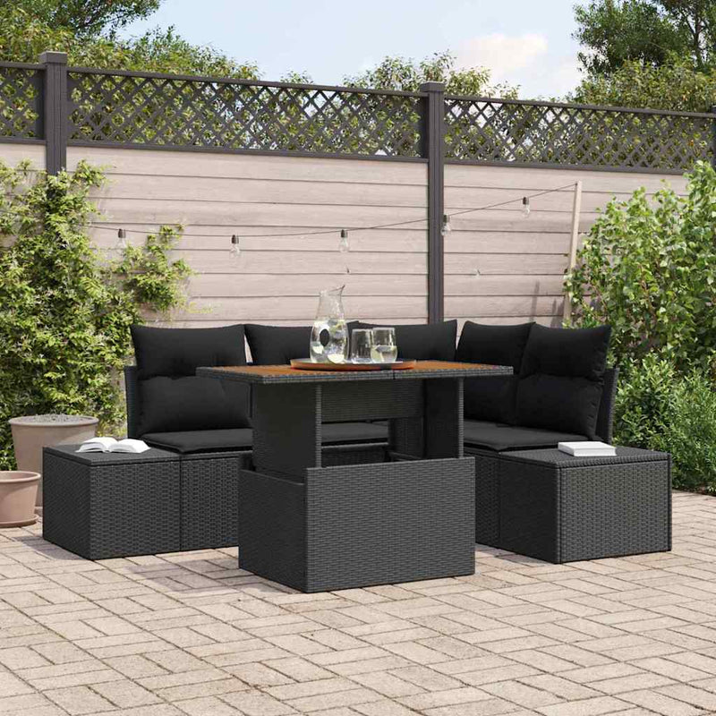 vidaXL Garden Sofa Set with Cushion Manual 5 pcs Black and Brown