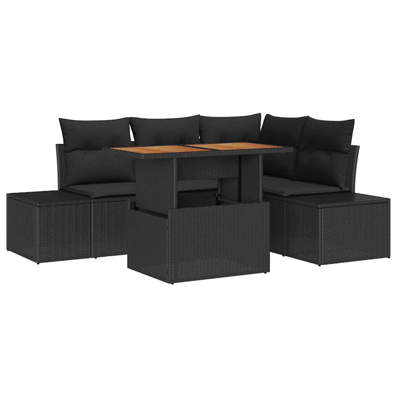 vidaXL Garden Sofa Set with Cushion Manual 5 pcs Black and Brown