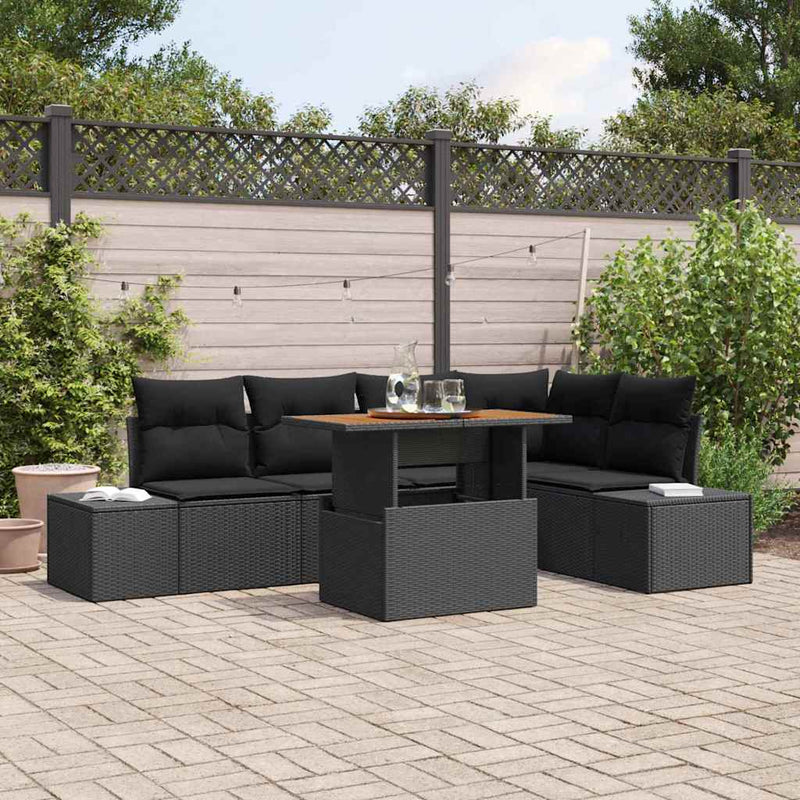 vidaXL Garden Dining Set Manual 6 pcs Black and Brown 100 x 55 x 73 cm