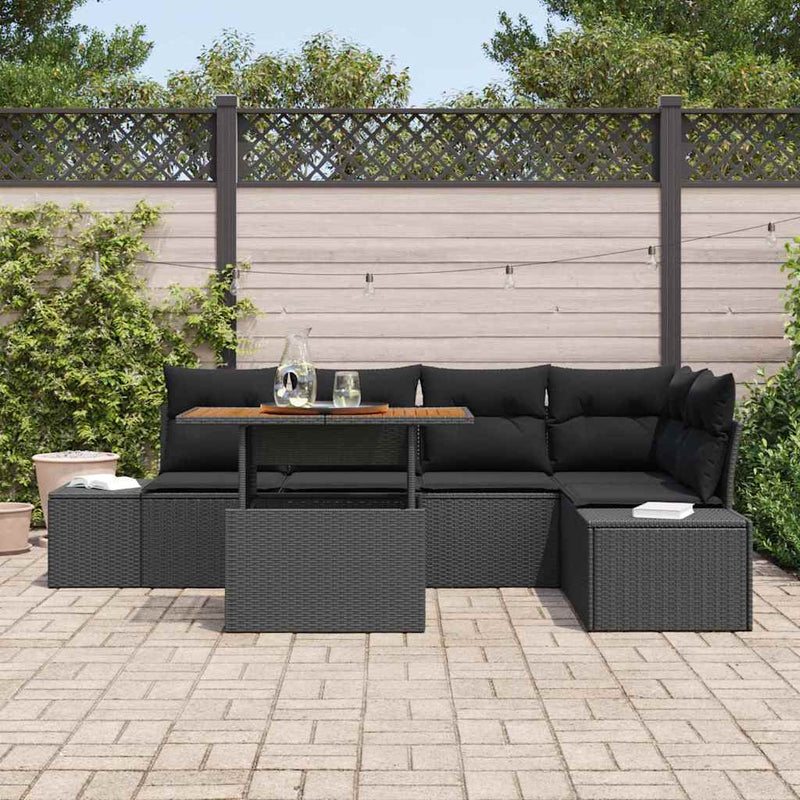 vidaXL Garden Dining Set Manual 6 pcs Black and Brown 100 x 55 x 73 cm