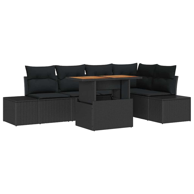 vidaXL Garden Dining Set with Cushion Manual 6 pcs Black and Brown