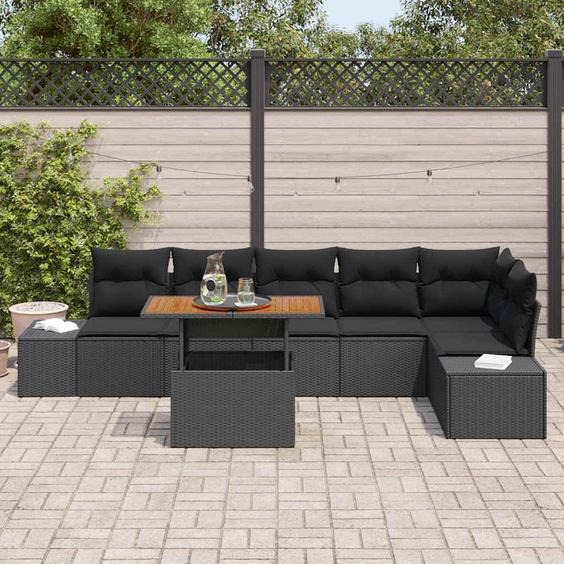 vidaXL Garden Dining Set with Cushion Manual 7 pcs Black and Brown