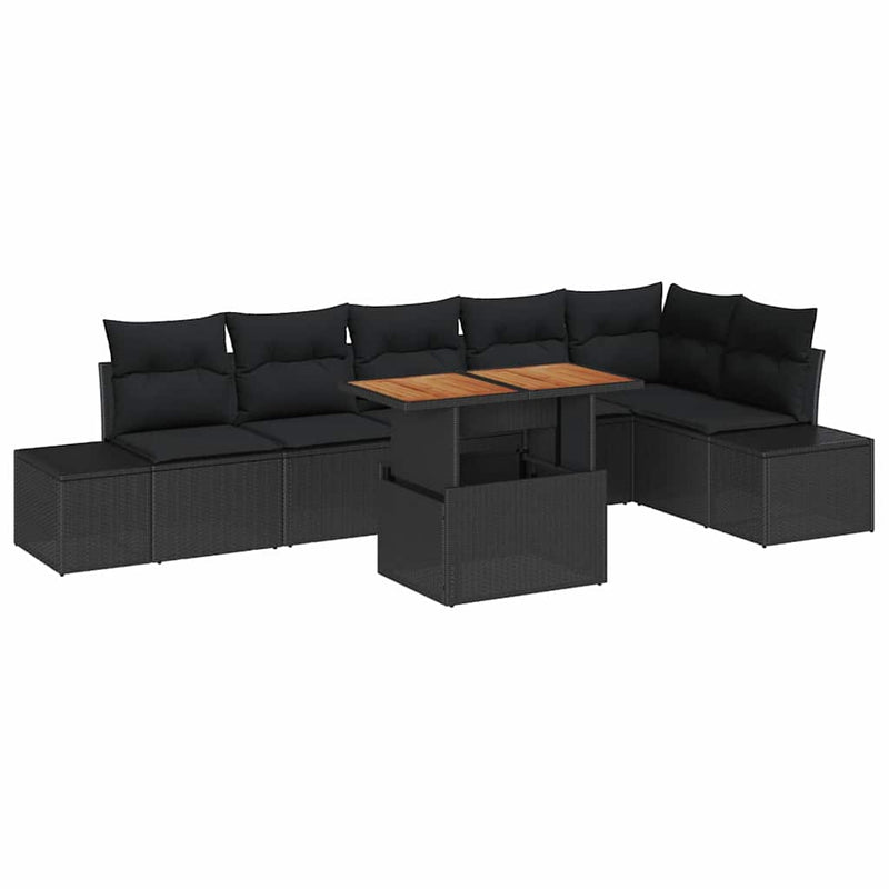 vidaXL Garden Dining Set with Cushion Manual 7 pcs Black and Brown