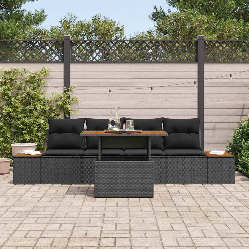 vidaXL Garden Dining Set with Cushion Manual 5 pcs Black and Brown