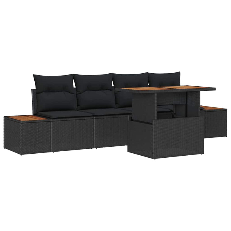 vidaXL Garden Dining Set Manual 5 pcs Black and Brown 100 x 55 x 73 cm