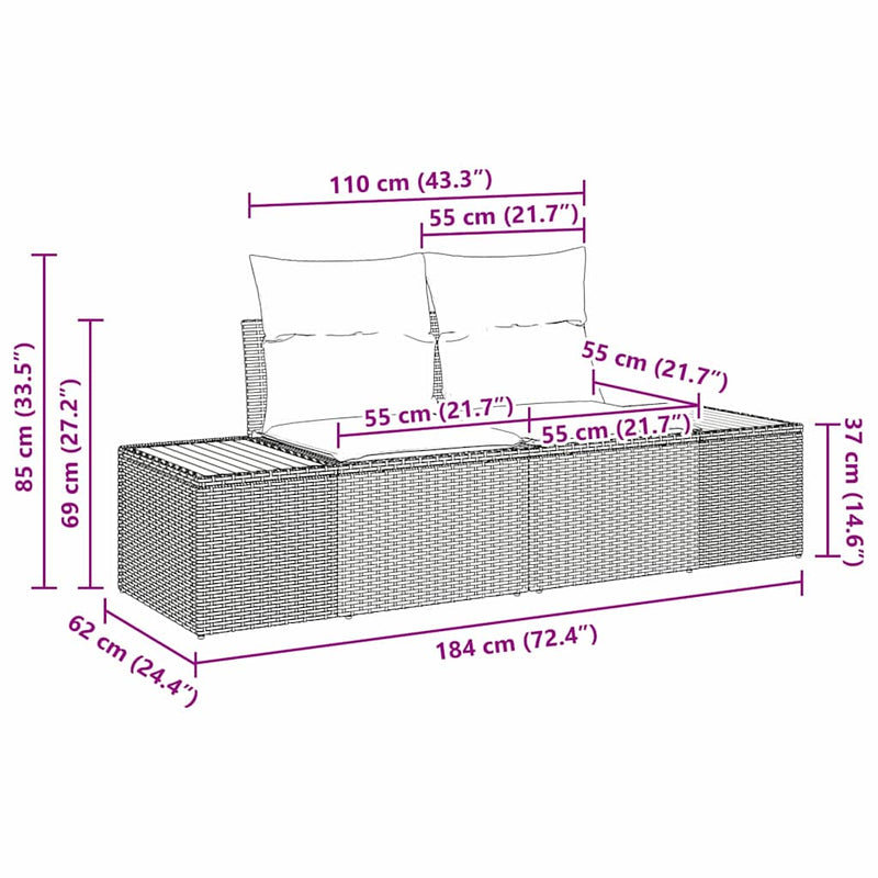 vidaXL Garden Dining Set Manual 5 pcs Black and Brown 100 x 55 x 73 cm
