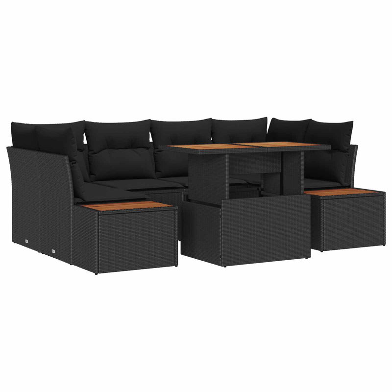 vidaXL Garden Dining Set with Cushion Manual 9 pcs Black and Brown