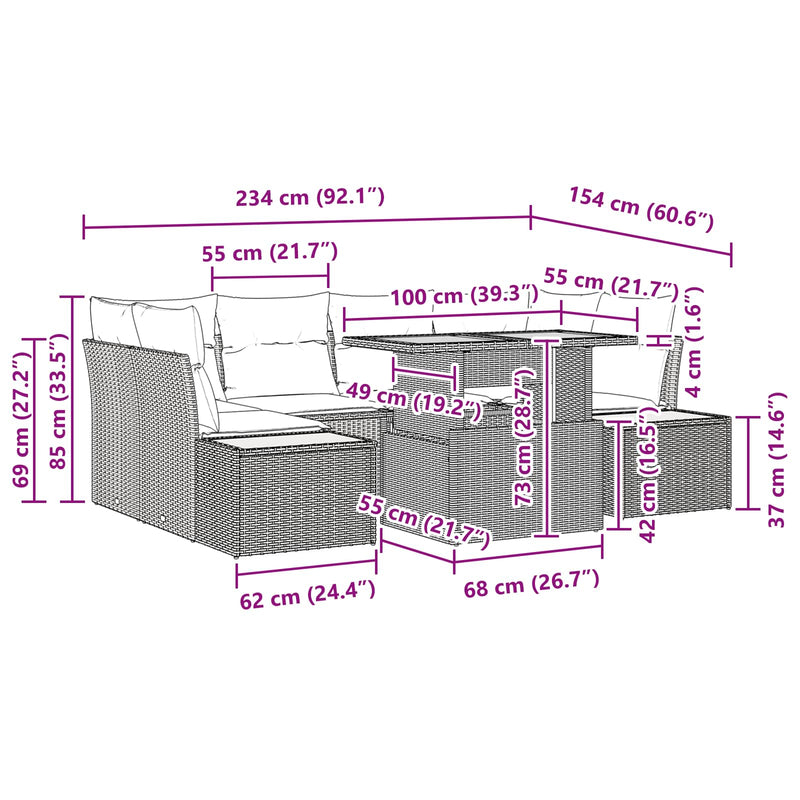 vidaXL Garden Dining Set with Cushion Manual 9 pcs Black and Brown
