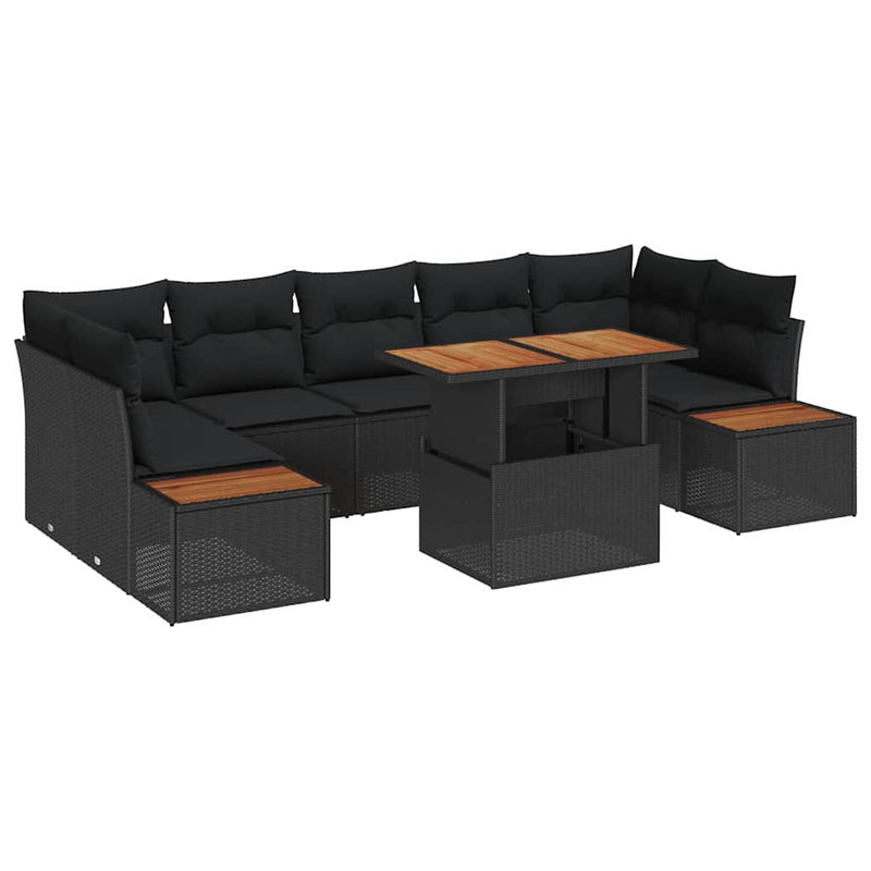 vidaXL Garden Dining Set Manual 8 pcs Black and Brown 100 x 55 x 73 cm