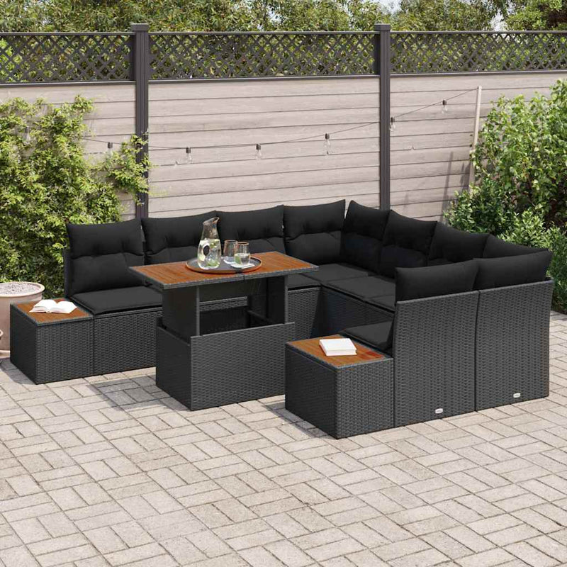 vidaXL Garden Dining Set Manual 9 pcs Black and Brown 100 x 55 x 73 cm