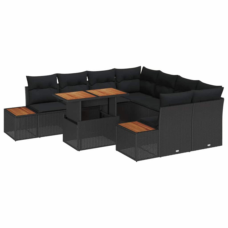 vidaXL Garden Dining Set Manual 9 pcs Black and Brown 100 x 55 x 73 cm