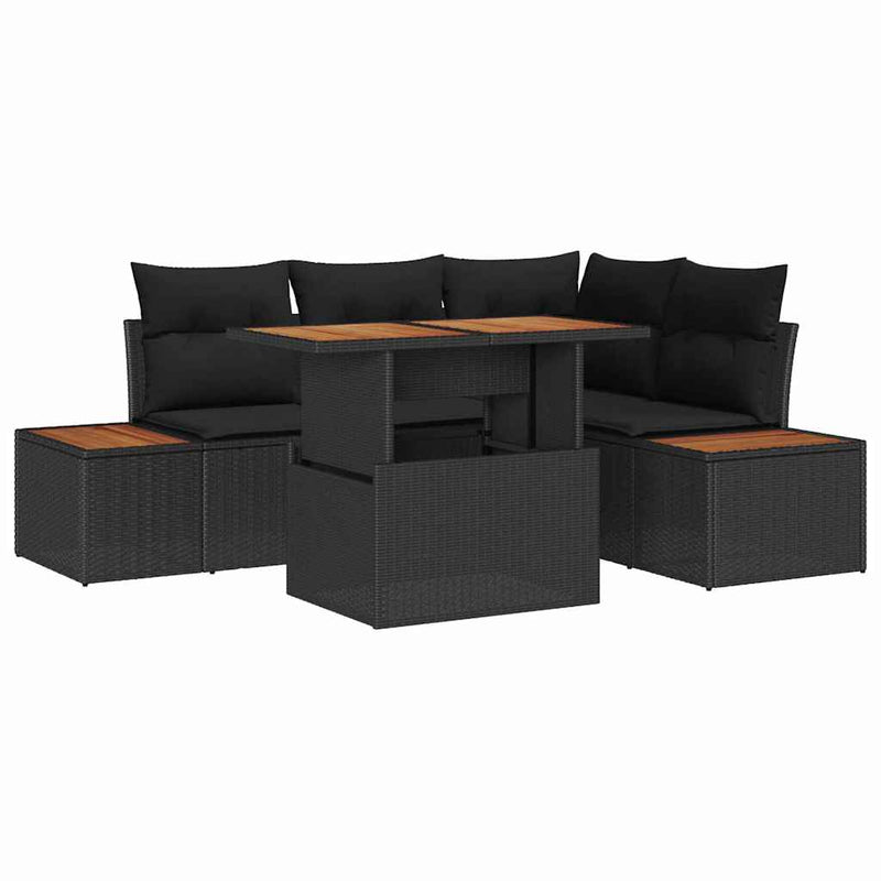 vidaXL Garden Dining Set with Cushion Manual 5 pcs Black and Brown